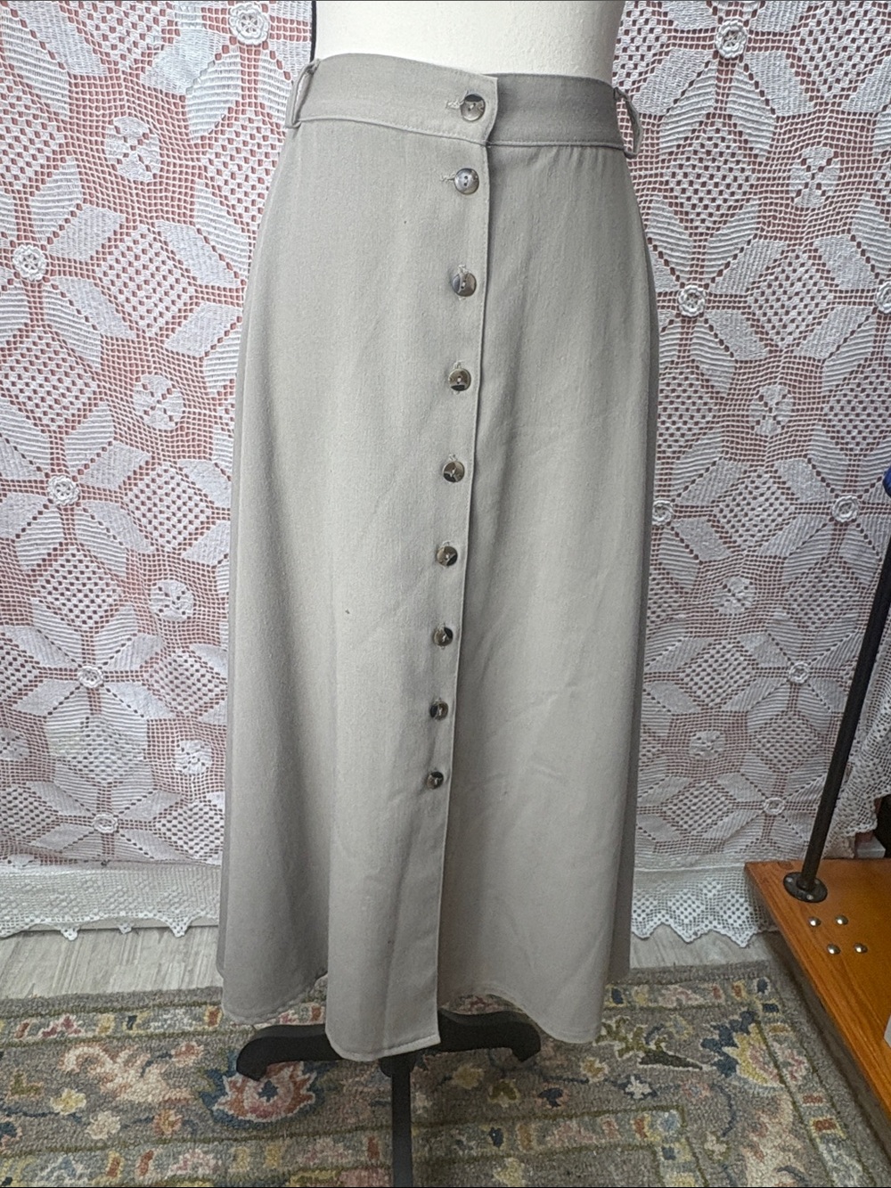Vintage Tribal Sportswear Button-Front Midi Skirt Sz Lg
